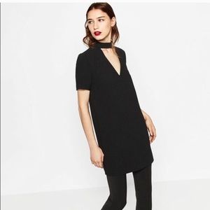 Zara Black Short Sleeve Dress with Chocker